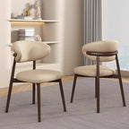 Ensemble de 2 chaises de salle à manger modernes en cuir et bois