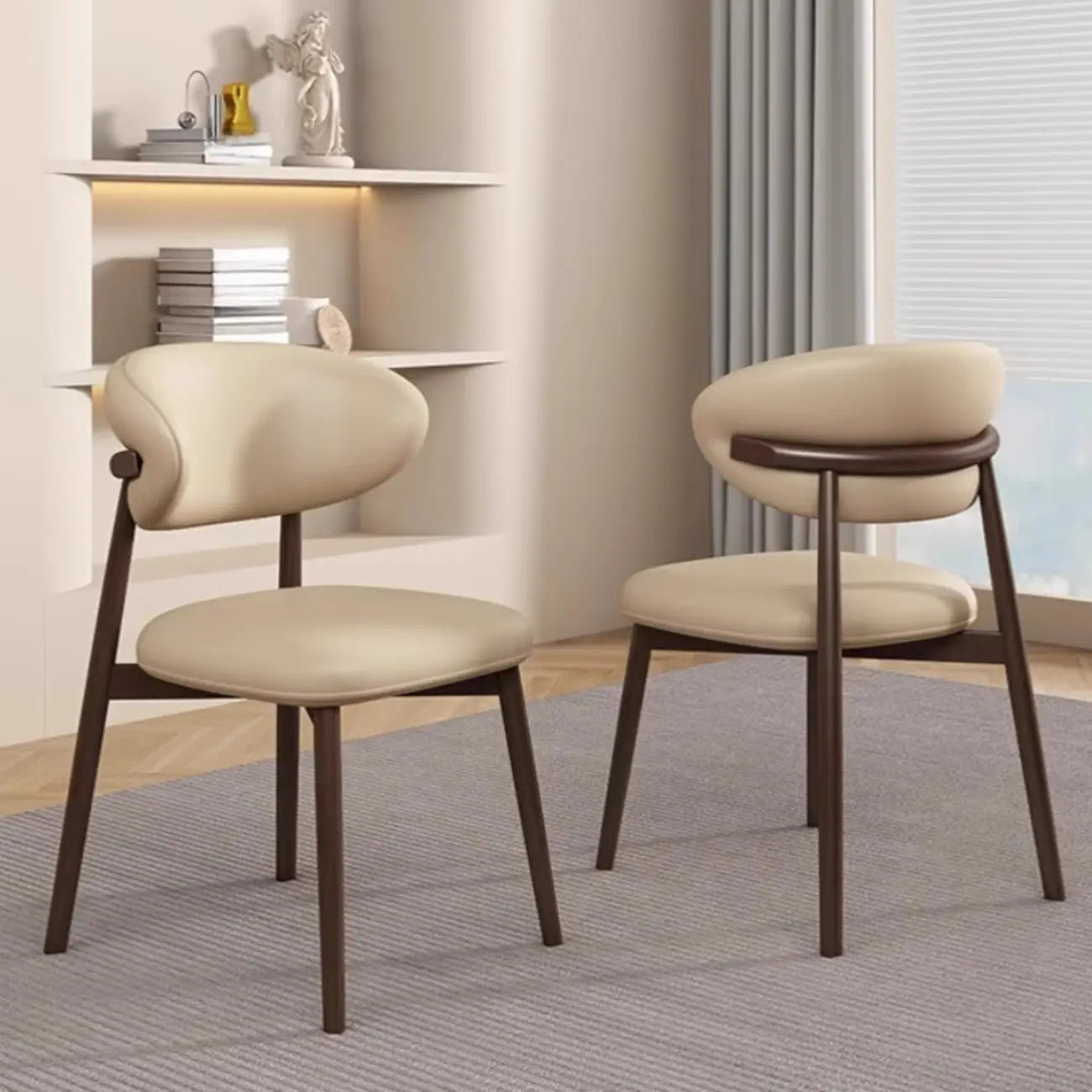 Ensemble de 2 chaises de salle à manger modernes en cuir et bois