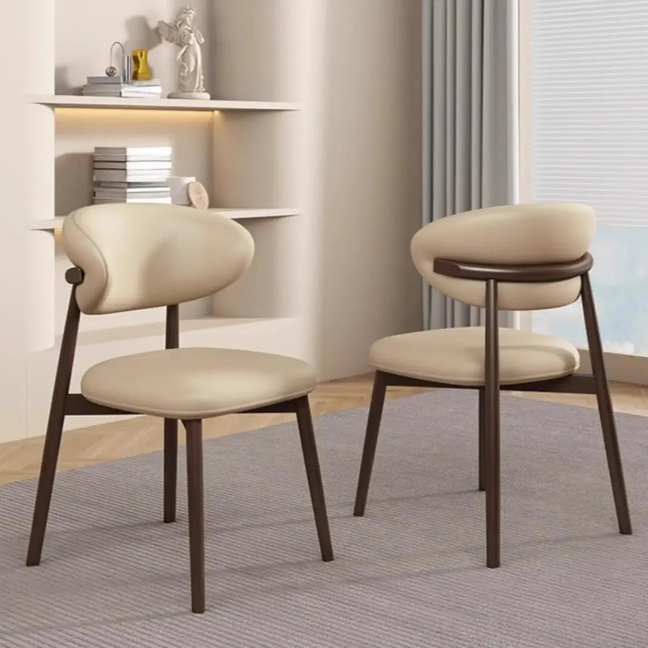 Ensemble de 2 chaises de salle à manger modernes en cuir et bois