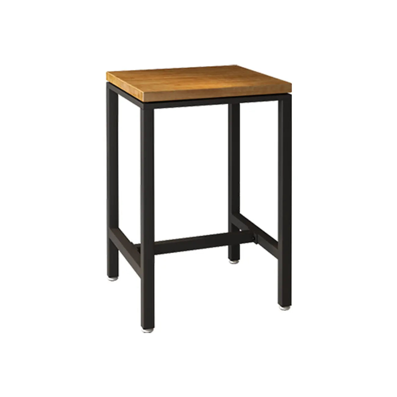 Table haute de bar de style industriel avec plateau en bois et repose-pieds pour les repas