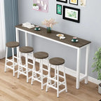 Tables de bar rectangulaires grises en bois et métal avec repose-pieds