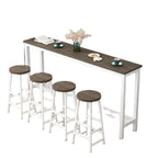 Tables de bar rectangulaires grises en bois et métal avec repose-pieds