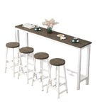 Tables de bar rectangulaires grises en bois et métal avec repose-pieds