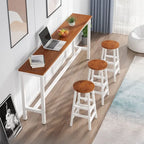 Tables de bar rectangulaires grises en bois et métal avec repose-pieds