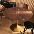 Table de salle à manger ronde en bois brun glamour