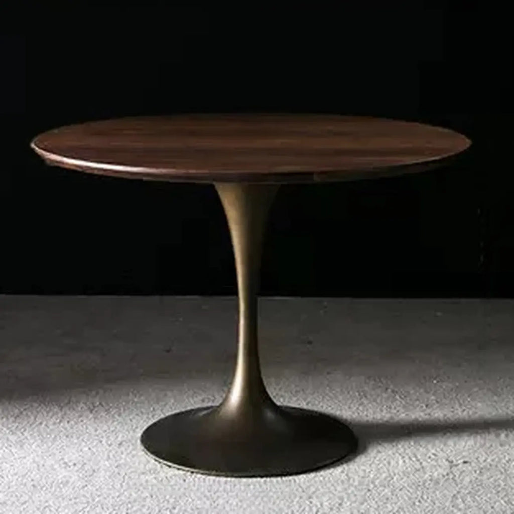 Table de salle à manger ronde en bois brun glamour