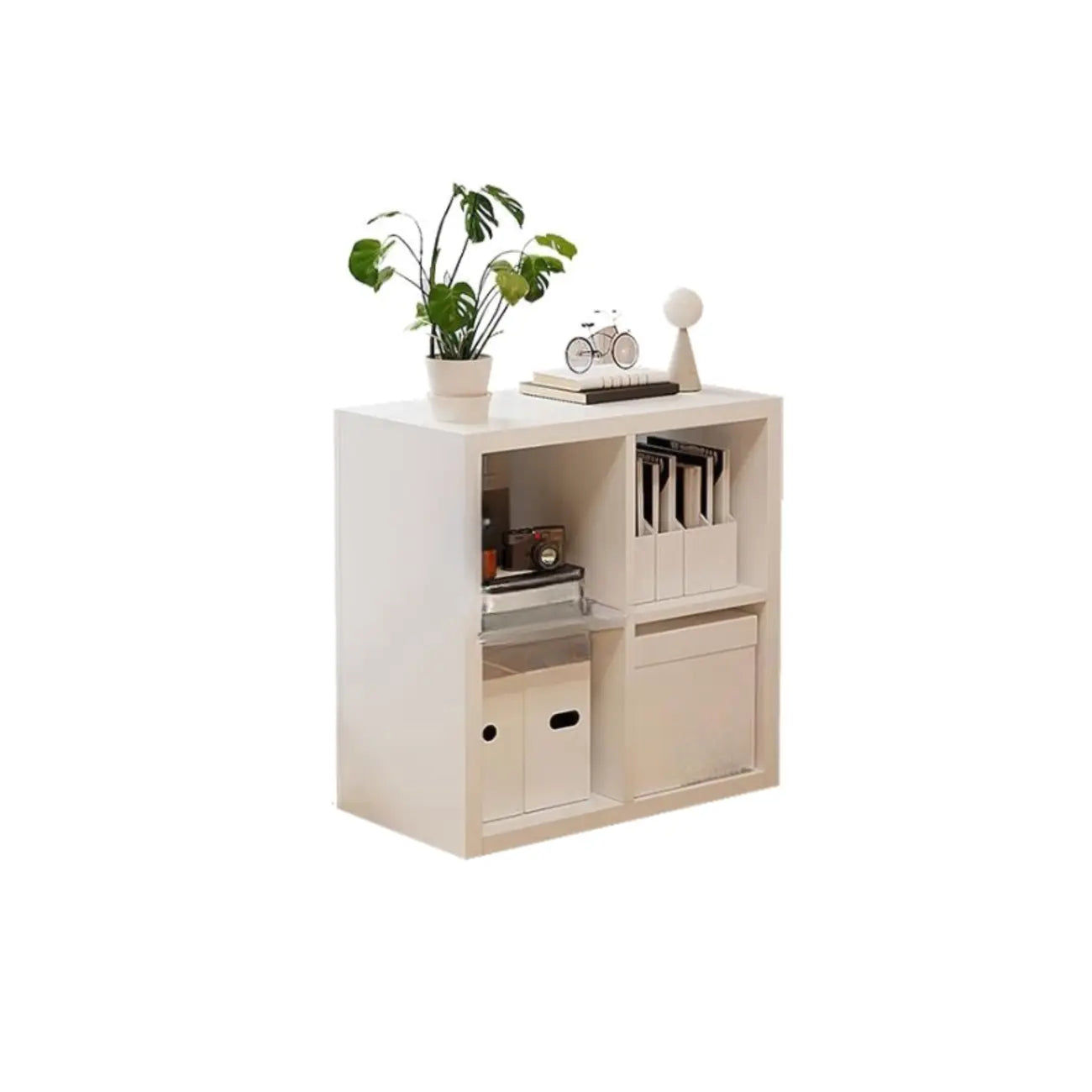 Bibliothèque cubique horizontale en bois blanc