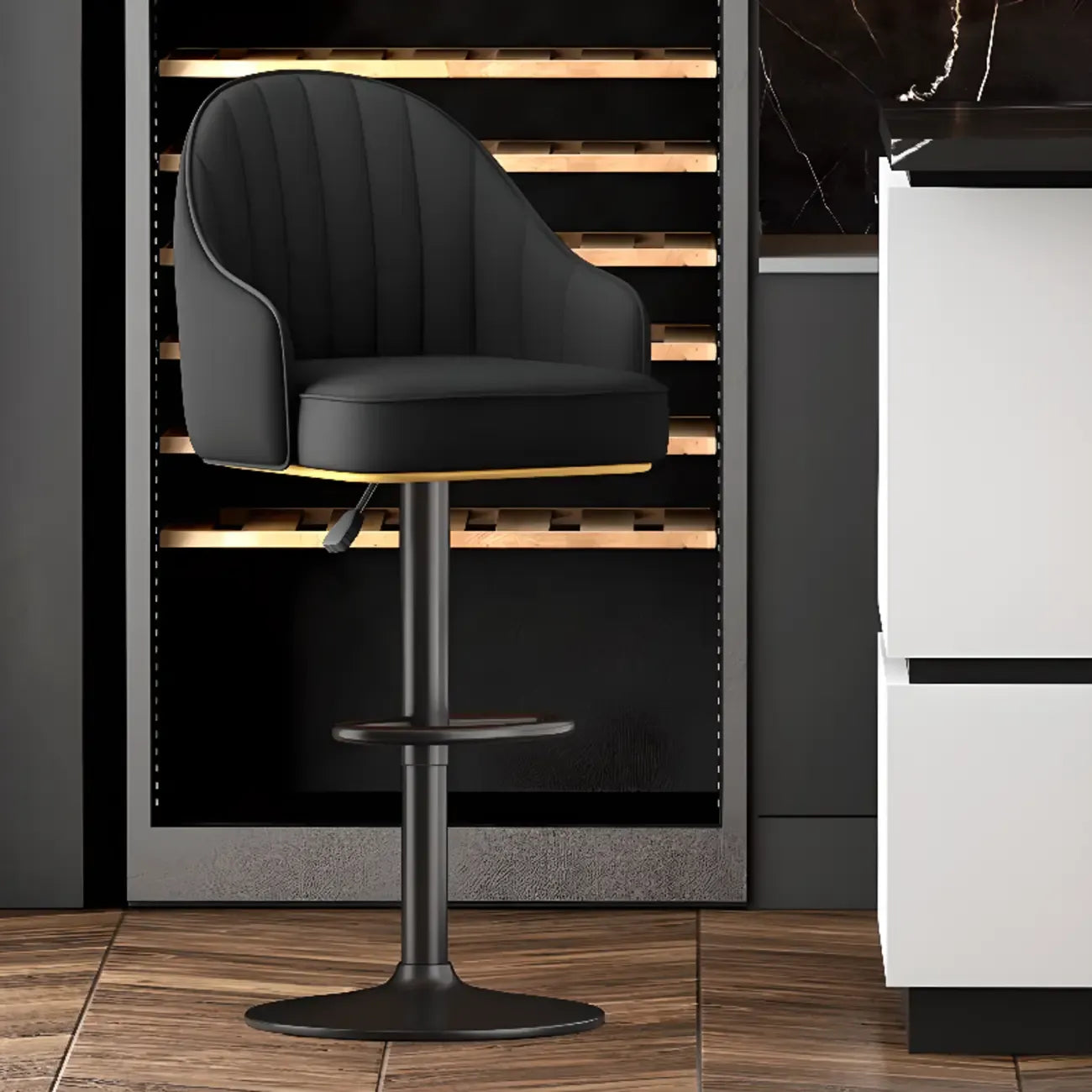 Tabourets de bar pivotants modernes en cuir à hauteur réglable