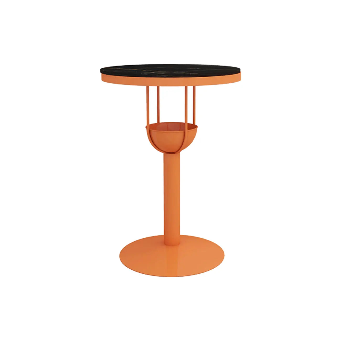 Tables de bar modernes noires et oranges à étagères sphériques