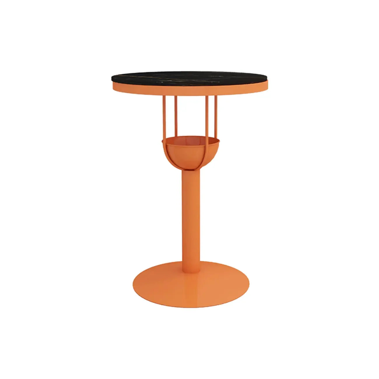 Tables de bar modernes noires et oranges à étagères sphériques