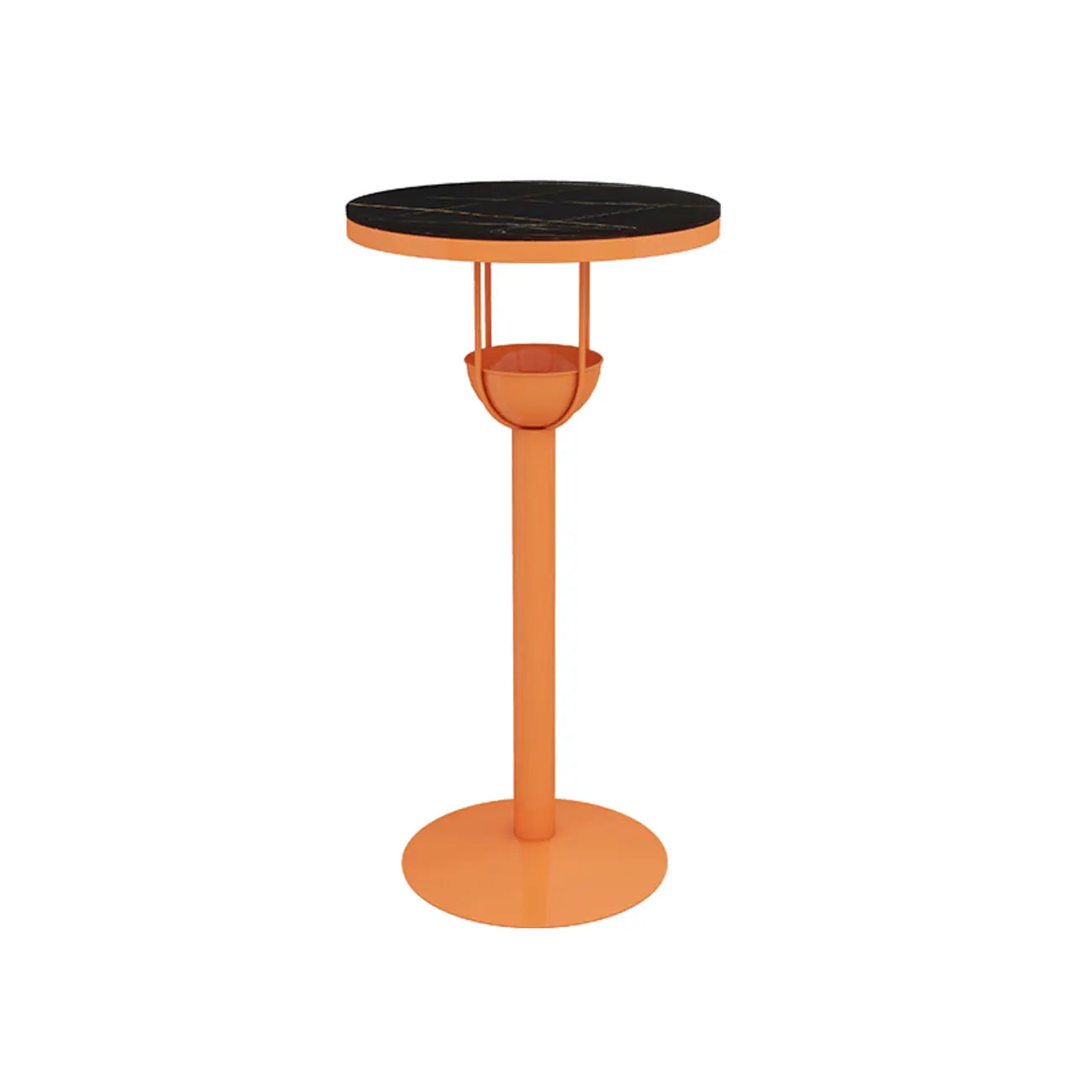 Tables de bar modernes noires et oranges à étagères sphériques