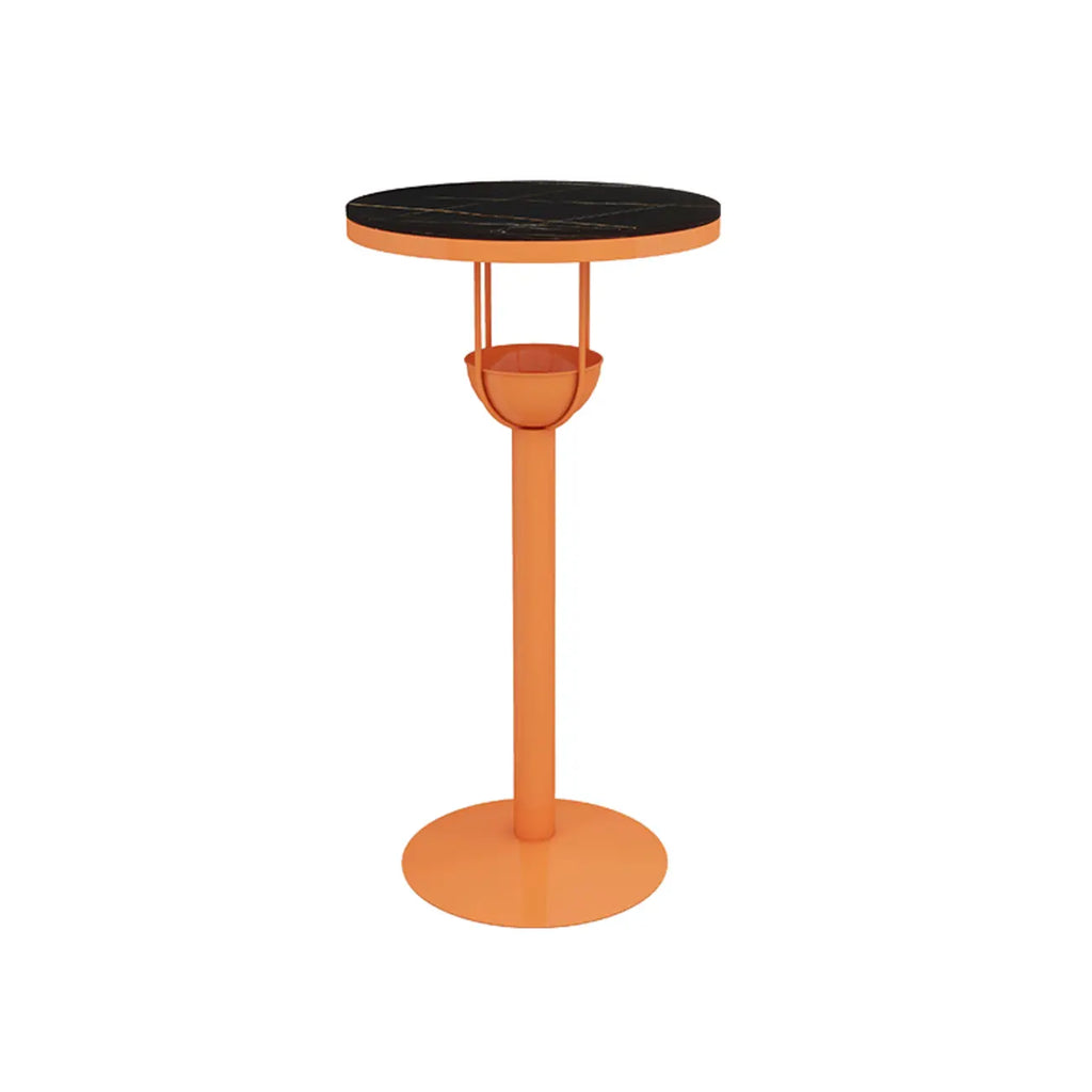 Tables de bar modernes noires et oranges à étagères sphériques