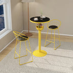 Tables de bar modernes noires et oranges à étagères sphériques