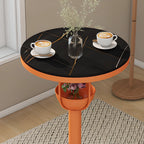 Tables de bar modernes noires et oranges à étagères sphériques