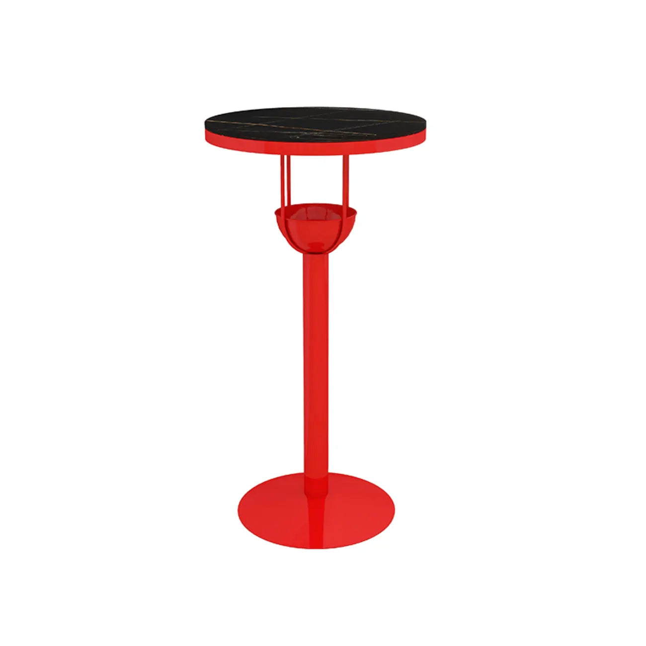 Tables de bar modernes noires et oranges à étagères sphériques