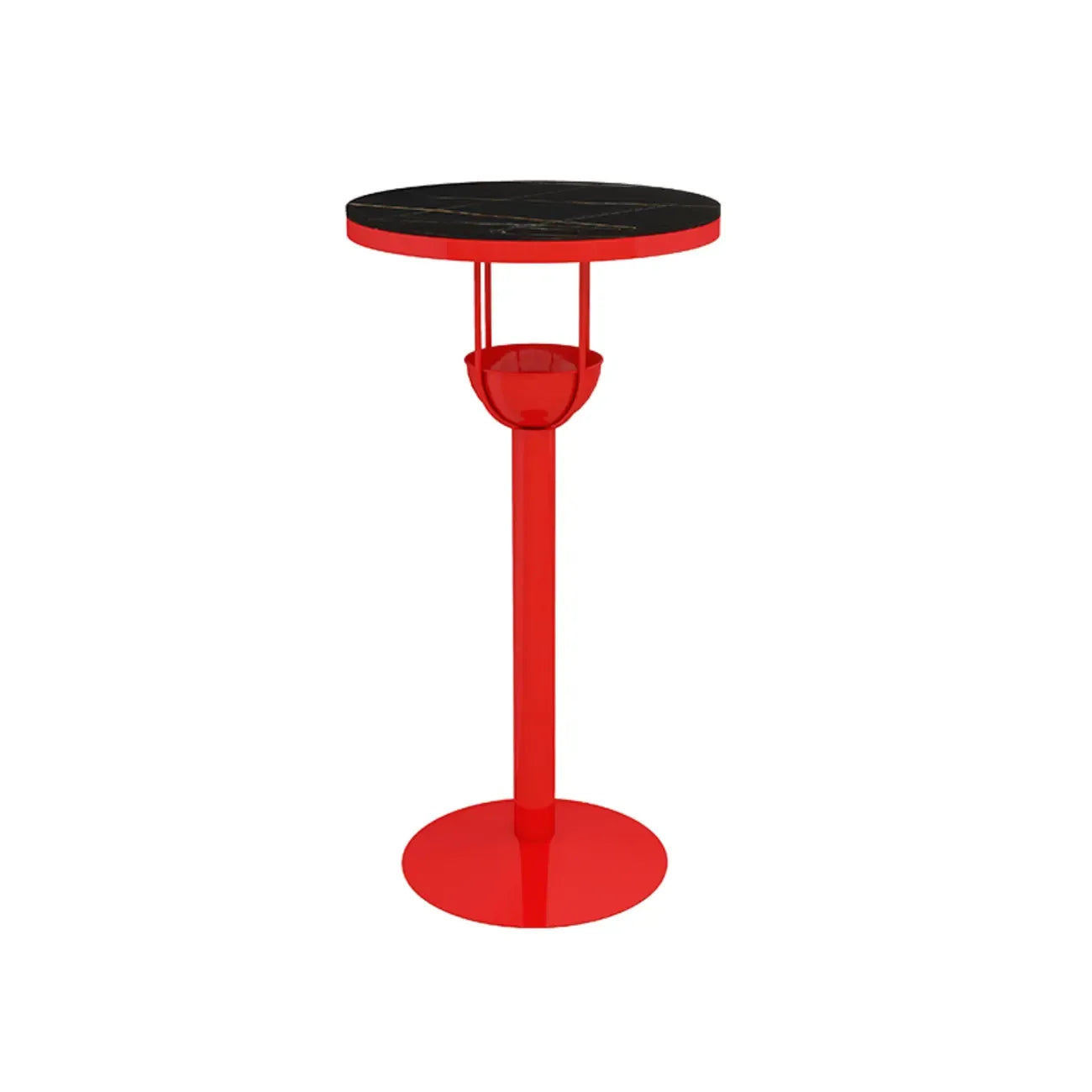 Tables de bar modernes noires et oranges à étagères sphériques