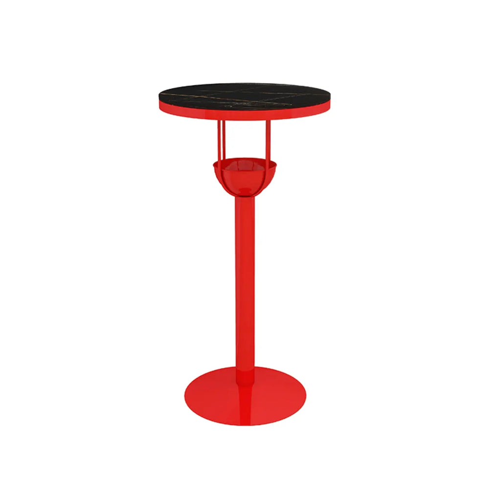 Tables de bar modernes noires et oranges à étagères sphériques