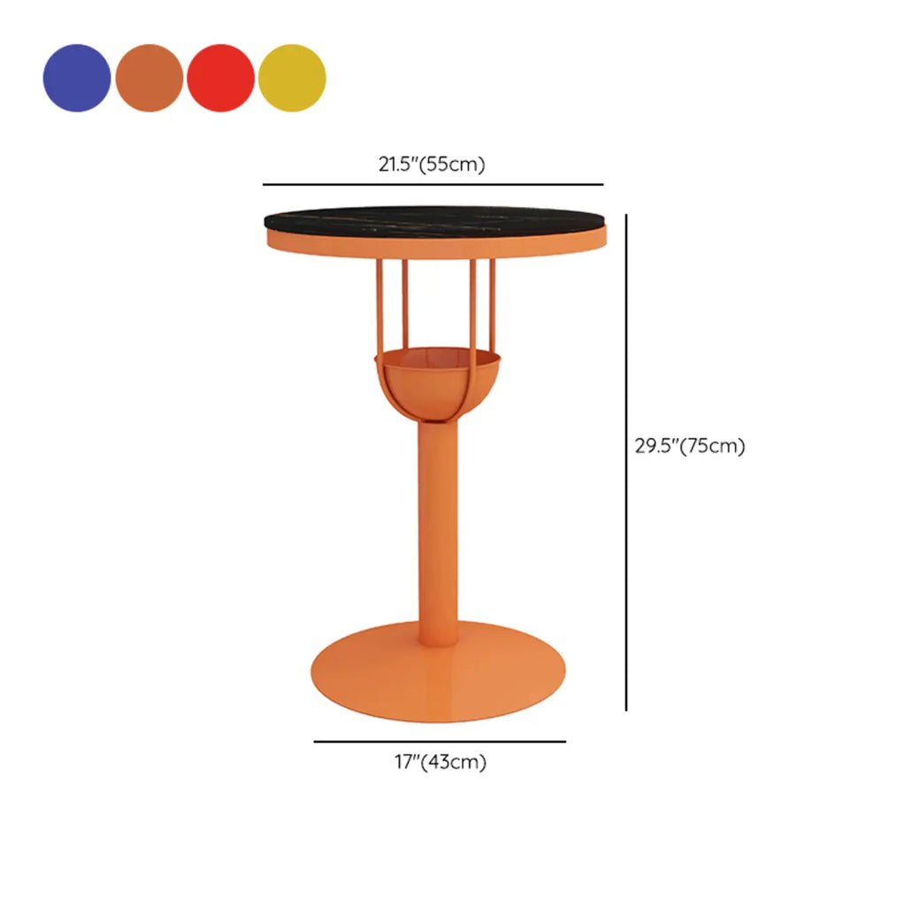 Tables de bar modernes noires et oranges à étagères sphériques