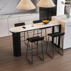 Table de bar ovale contemporaine en marbre blanc pour les repas