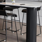 Table de bar ovale contemporaine en marbre blanc pour les repas
