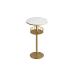 Table de bar ronde glamour en marbre doré avec étagère inférieure