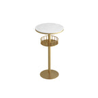 Table de bar ronde glamour en marbre doré avec étagère inférieure