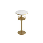 Table de bar ronde glamour en marbre doré avec étagère inférieure