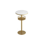 Table de bar ronde glamour en marbre doré avec étagère inférieure