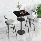 Table de bar ronde glamour en marbre doré avec étagère inférieure