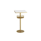 Table de bar ronde glamour en marbre doré avec étagère inférieure