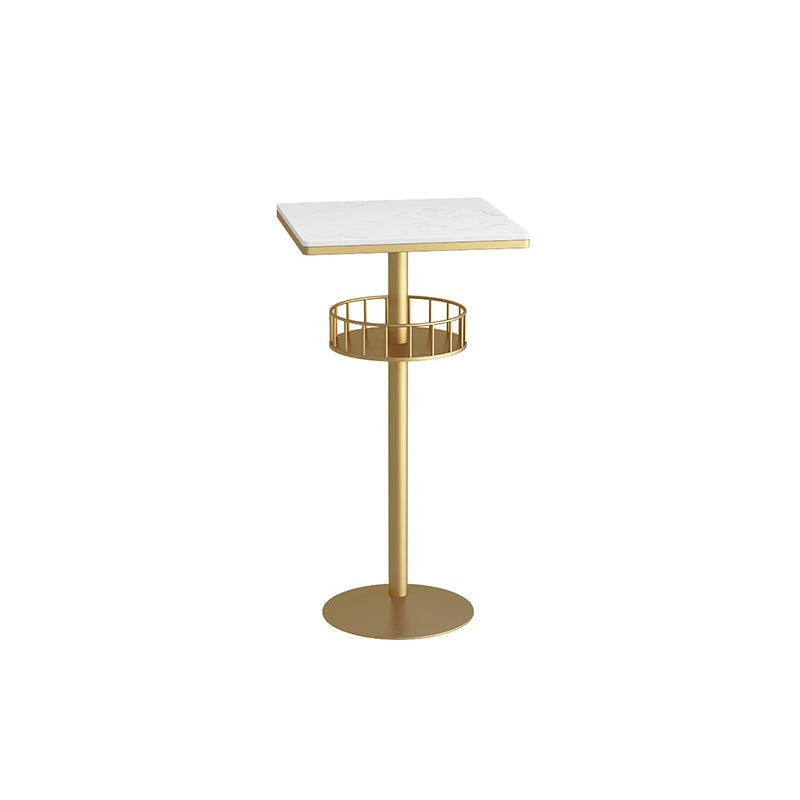 Table de bar ronde glamour en marbre doré avec étagère inférieure