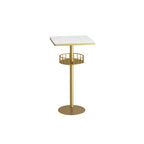 Table de bar ronde glamour en marbre doré avec étagère inférieure