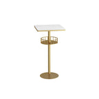 Table de bar ronde glamour en marbre doré avec étagère inférieure
