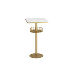 Table de bar ronde glamour en marbre doré avec étagère inférieure
