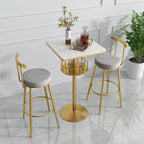 Table de bar ronde glamour en marbre doré avec étagère inférieure