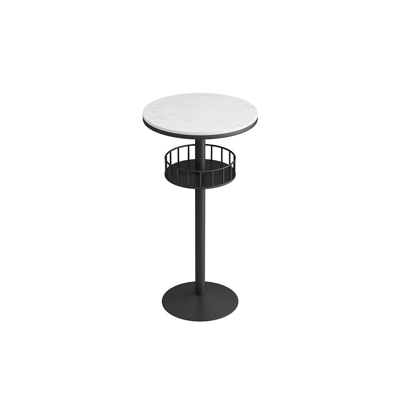 Table de bar ronde glamour en marbre doré avec étagère inférieure