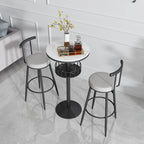 Table de bar ronde glamour en marbre doré avec étagère inférieure