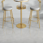 Table de bar ronde glamour en marbre doré avec étagère inférieure