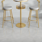 Table de bar ronde glamour en marbre doré avec étagère inférieure