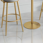 Table de bar ronde glamour en marbre doré avec étagère inférieure