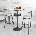 Table de bar ronde glamour en marbre doré avec étagère inférieure