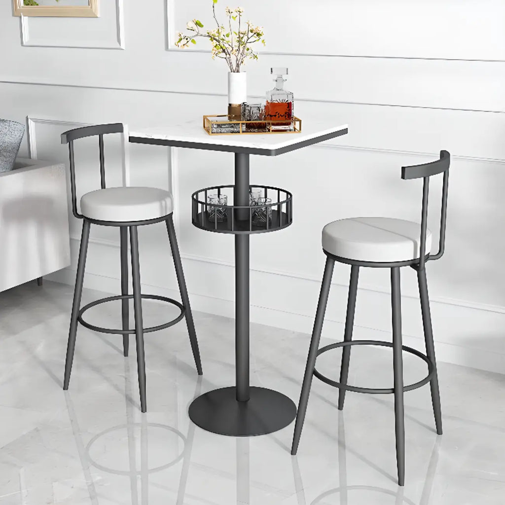 Table de bar ronde glamour en marbre doré avec étagère inférieure