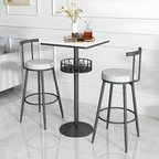 Table de bar ronde glamour en marbre doré avec étagère inférieure