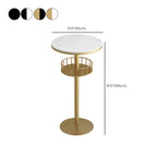 Table de bar ronde glamour en marbre doré avec étagère inférieure