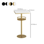 Table de bar ronde glamour en marbre doré avec étagère inférieure
