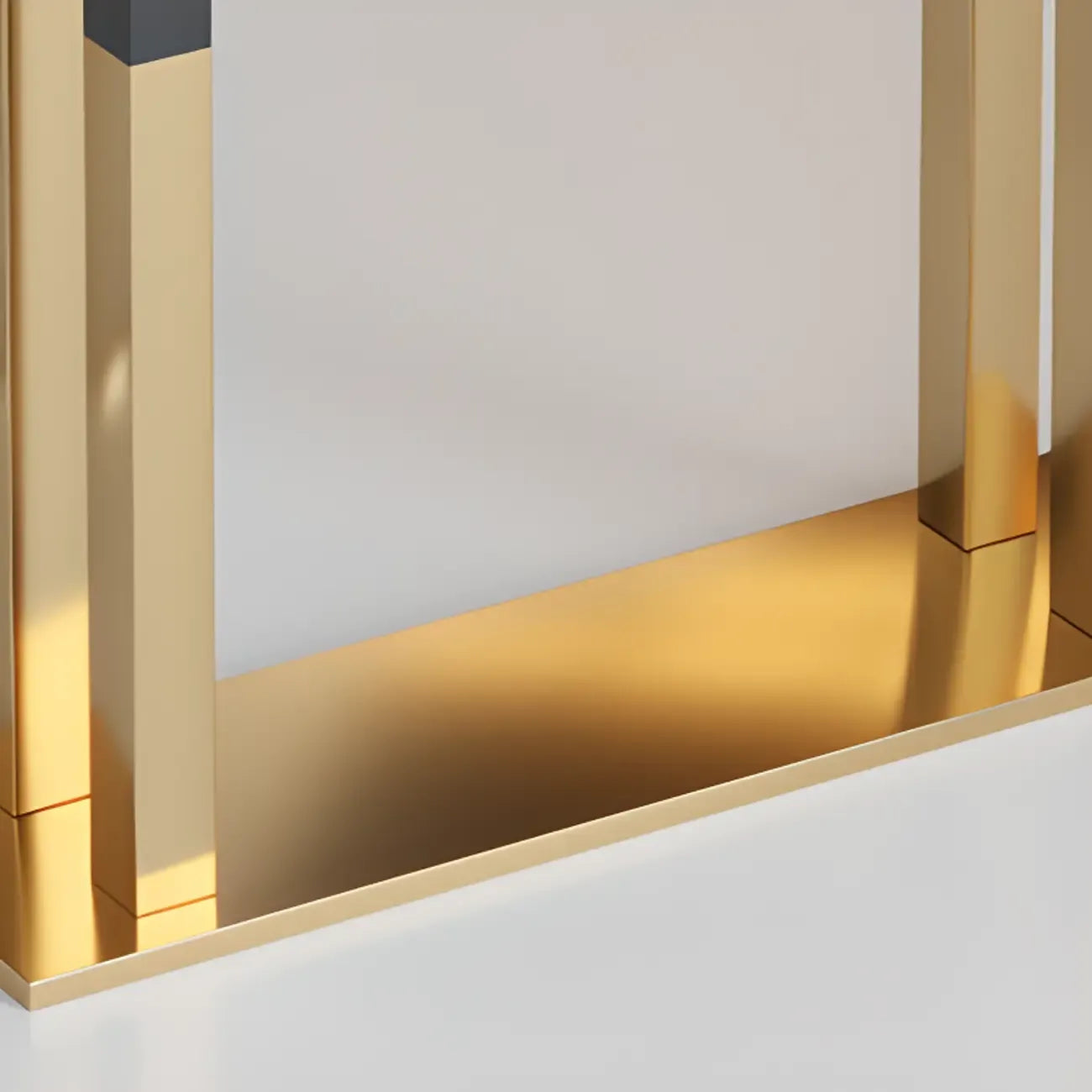 Table de bar rectangulaire de luxe en bois avec piètement traîneau doré pour salle à manger