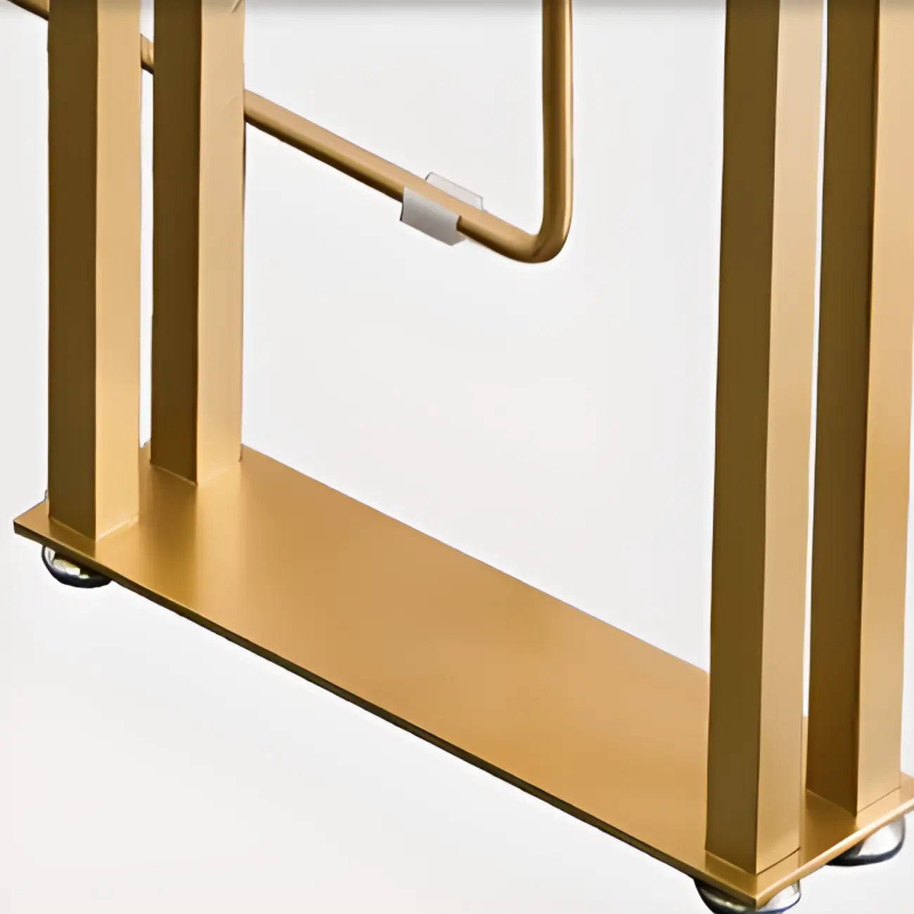 Table de bar rectangulaire de luxe en bois avec piètement traîneau doré pour salle à manger