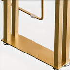 Table de bar rectangulaire de luxe en bois avec piètement traîneau doré pour salle à manger