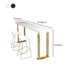 Table de bar rectangulaire de luxe en bois avec piètement traîneau doré pour salle à manger