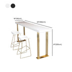 Table de bar rectangulaire de luxe en bois avec piètement traîneau doré pour salle à manger